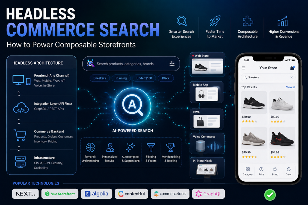 headless commerce search API architecture by bCloud AI