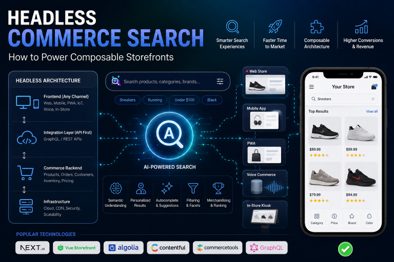 headless commerce search API architecture by bCloud AI