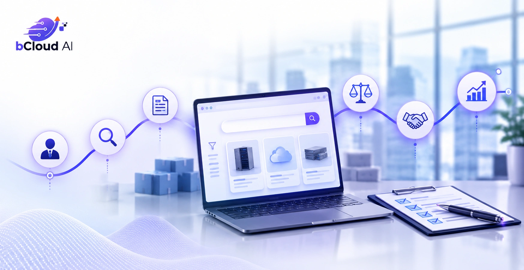 B2B customer journey mapped across six search and discovery touchpoints from research to reorder