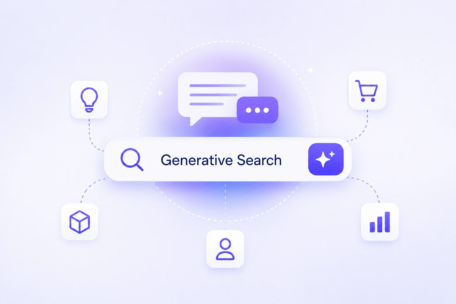 Generative search composing a grounded answer with cited products instead of a ranked result list