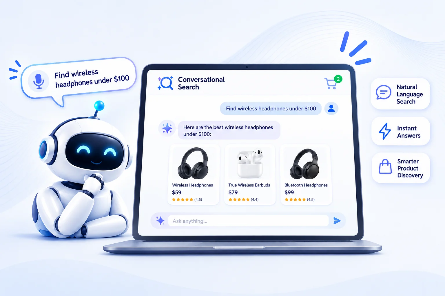 Conversational search engine holding a multi-turn shopping dialogue with context retained across refinements