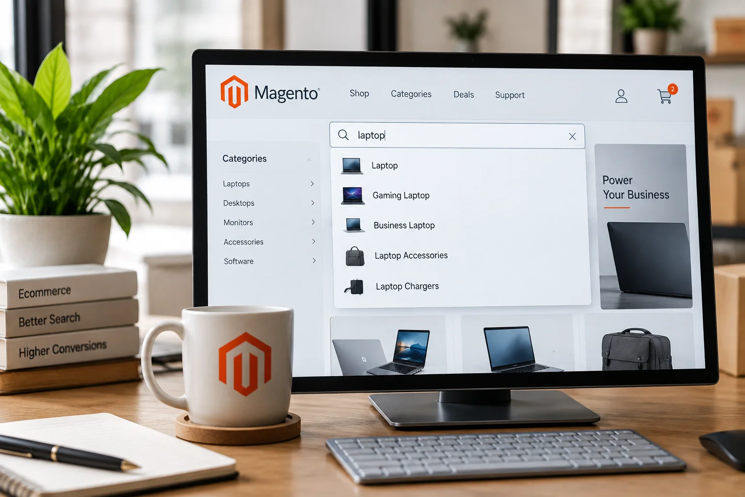 Magento search running on OpenSearch with layered navigation and autocomplete