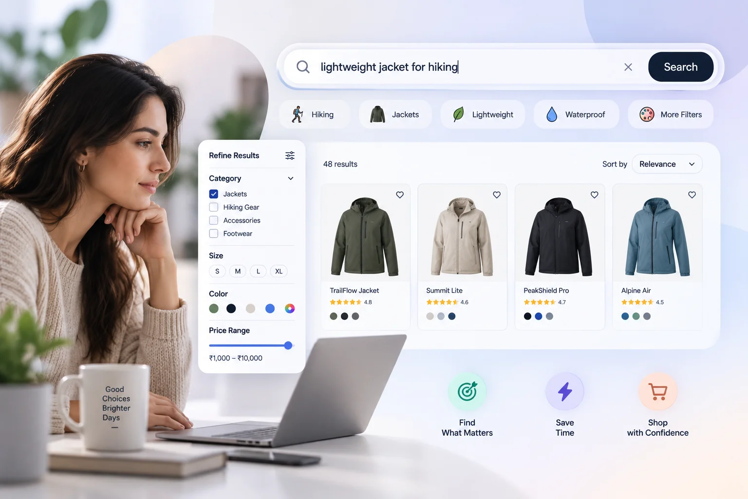 Search features that serve high-intent shoppers from query to conversion