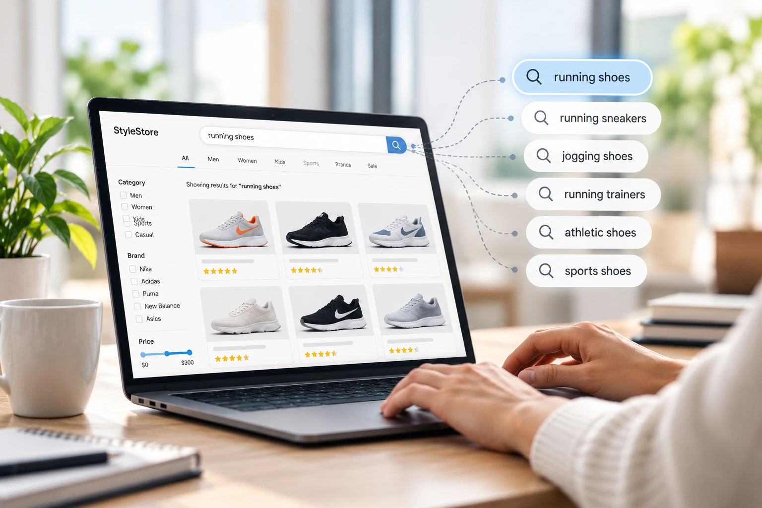 Ecommerce search synonyms mapping shopper terms like couch and sofa to the same products
